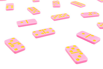 Pink dominoes isolated no background