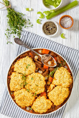 boneless beef short ribs cobbler in white bowl