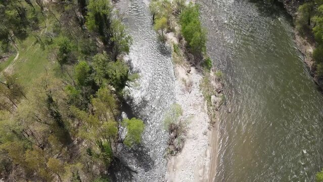 Aerial view of Struma River passing through the Kresna Gorge, Bulgaria