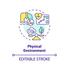 Physical environment concept icon. Quality of air, water and housing. Diseases prevention. Social determinant of health abstract idea thin line illustration. Isolated outline drawing. Editable stroke