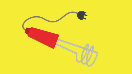 Illustration of a red electric mixer on a yellow background - vector