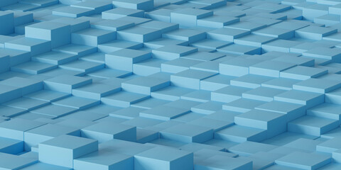 a massive cluster of blue cubes in a geometric arrangement 3d render illustration