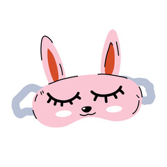 Sleep mask in the form of a rabbit. trendy design. Vector illustration. Isolated. White background. Dreams. slumber