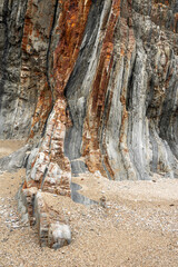Natural rock formations in Gueir&uacute;a beach (playa del Gueirua) in Asturias, north of Spain.