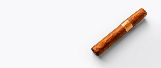 A cuban cigar on a white background with copy space for text. generative ai. - obrazy, fototapety, plakaty