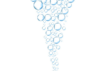 Water bubbles set isolated on white background. Air water bubbles for soda effect, transparent backdrop, icon design, champagne bubbles, texture and wallpaper. Water drops pattern, vector illustration