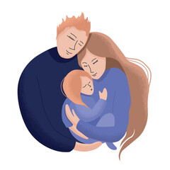 Vector family illustration with father, mother and daughter - 597041155