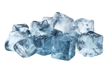 Ice cubes isolated on tranparent background. Generative Ai