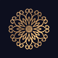 Ciculated Folower Gold Color Royal Mandala Design Vector for Background