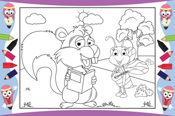 coloring animal cartoon for kids