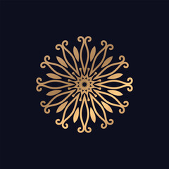 Floral Flower Pattern Gold Color Royal Mandala Design Vector for Background