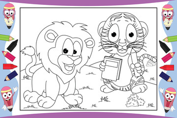 coloring animal cartoon for kids