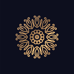 Luxury Flower Pattern Gold Color Royal Mandala Design Vector for Background
