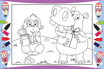 coloring animal cartoon for kids