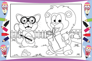 coloring animal cartoon for kids
