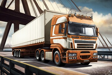 logistic transports,truck parking at warehouse loading dock.Generative AI
