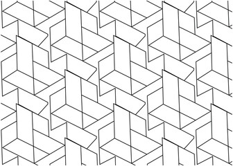 Abstract vector geometric pattern.Illustration lines black and white background, Geometrical monochrome design.