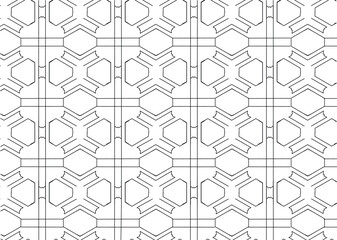 Vintage geometrical pattern, Abstract black and white ornaments background, Seamless geometric pattern,monochrome illustration ornamental design.