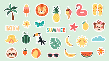 Vector set of cute summer stickers