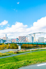 豊平川の河川敷の風景（北海道札幌市）