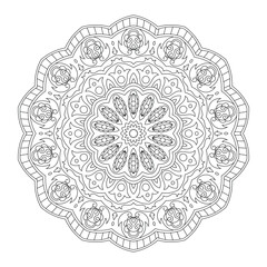 Mandala. Zentangle inspired zen doodle illustration with tribal boho chic ornaments. Mandala background. Oriental ornamental illustration.