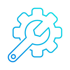 setting wrench automation gradient outline icon vector illustration