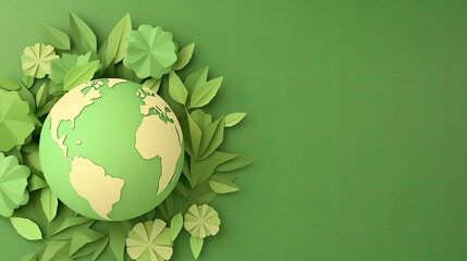 Isolated green world with copy space. Generative AI