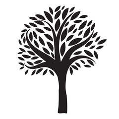  Abstract black and white simple tree decor silhouette vector illustration.