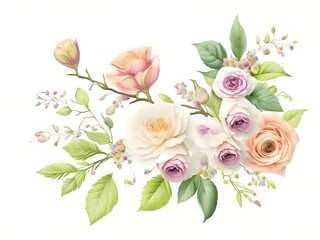 Obraz premium Mixed roses bunch with white background 7
