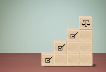 Set of wooden cubes blocks in stack