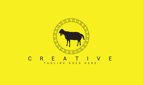 Goat Logo vector design with circle frame border