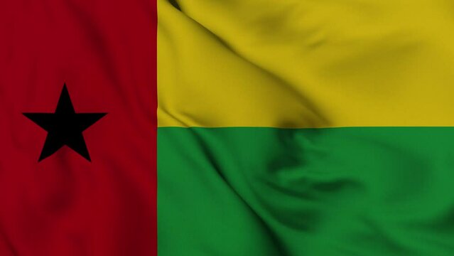 Guinea-Bissau flag waving in the wind. 4K video.