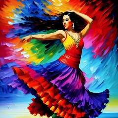 flamenco dancer girl in the night