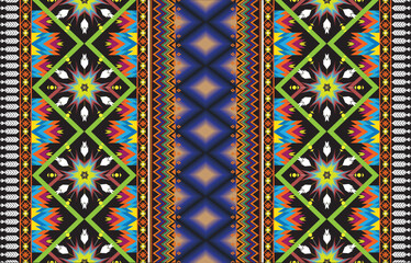 Geometric ethnic pattern traditional Design for background,carpet,wallpaper,clothing,wrapping,Batik,fabric,sarong,Vector illustration embroidery style.