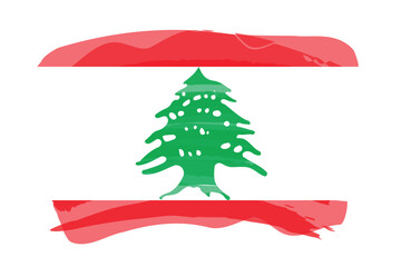 Brush stroke flag of LEBANON