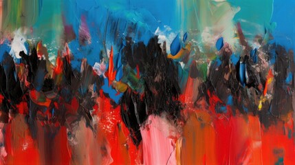 Abstract Multicolored Painting. Contemporary Art Texture Banner. Generative AI.