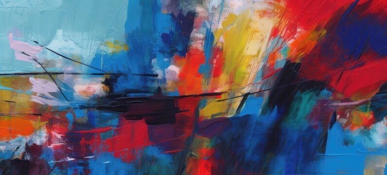 Modern Design Texture Banner. Stylish Multicolored Painting. Generative AI.