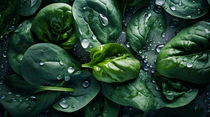 Fototapeta na wymiar Fresh spinach. Organic product. Healthy diet super food. Ai Generative