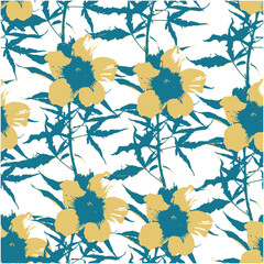 seamless twotone flowers pattern on white background for fashion fabric