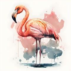 Flamingo Wasserfarben Illustration. Generative AI