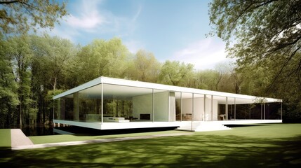 Residential contemporary house that embodies philosophy of "less is more". Generative AI