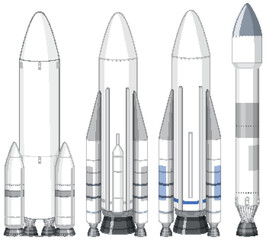 Set of rockets and launch vehicles