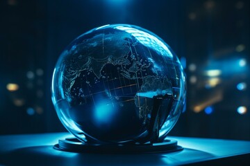 Blue futuristic globe. Generative AI