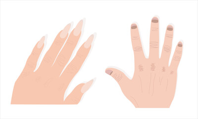 Male And Female hands isolated on white