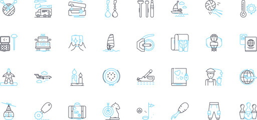 Obraz premium Social distancing linear icons set. Isolation, Precaution, Limited, Restriction, Protection, Distance, Careful line vector and concept signs. Distance-learning,Quarantine,ion outline Generative AI