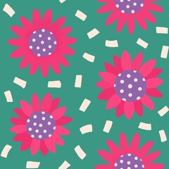 Floral art print. Floral minimalism. Botanicals. Seamless pattern with flowers. Summer print. Contemporary art