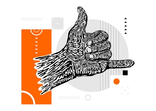 illustration the sign shown by the fingers call