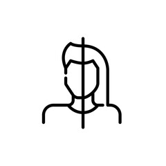 Transgender person symbol. Male half and female half. Pixel perfect, editable stroke icon, transparent background
