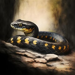 Obraz premium Schlange Wasserfarben Illustration. Generative AI