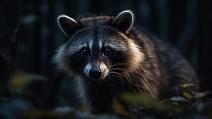 Curious and friendly raccoon. AI generated